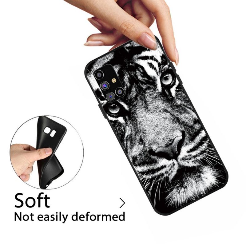 Cover for Samsung Galaxy M51 Sort Og Hvid Tiger