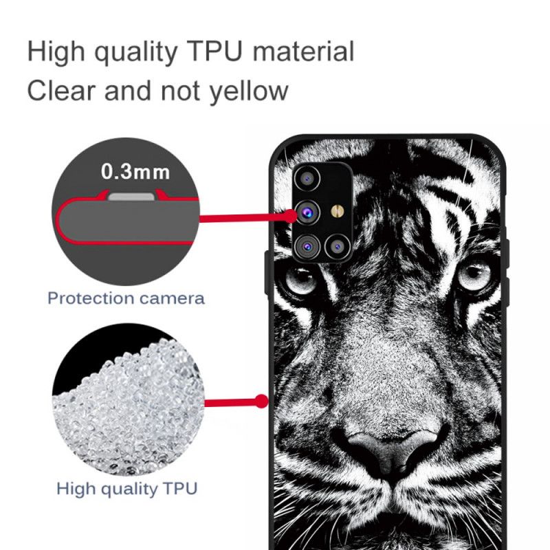 Cover for Samsung Galaxy M51 Sort Og Hvid Tiger