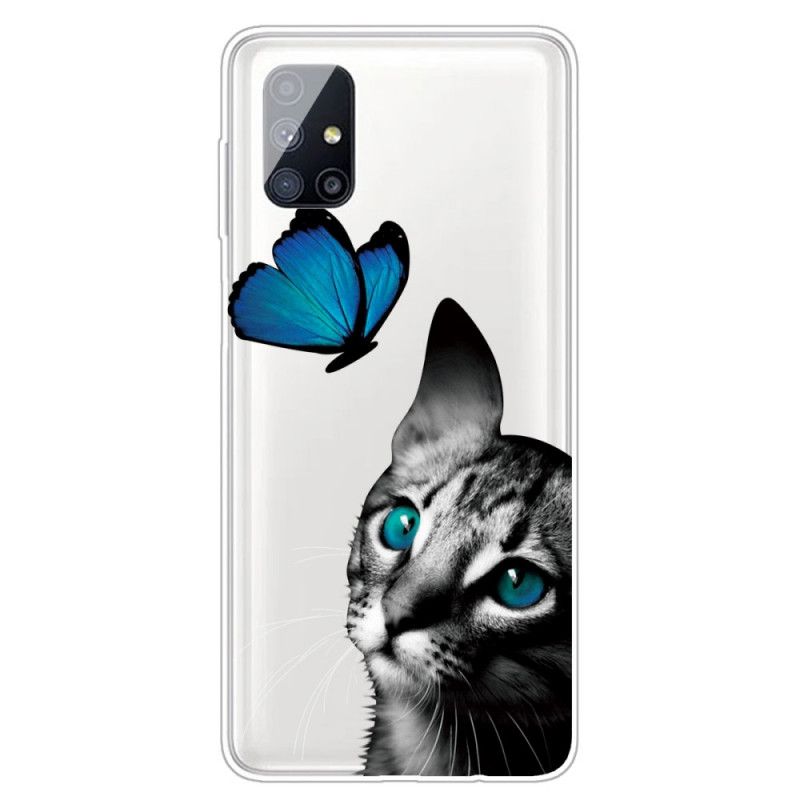 Cover Samsung Galaxy M51 cat Og Sommerfugl