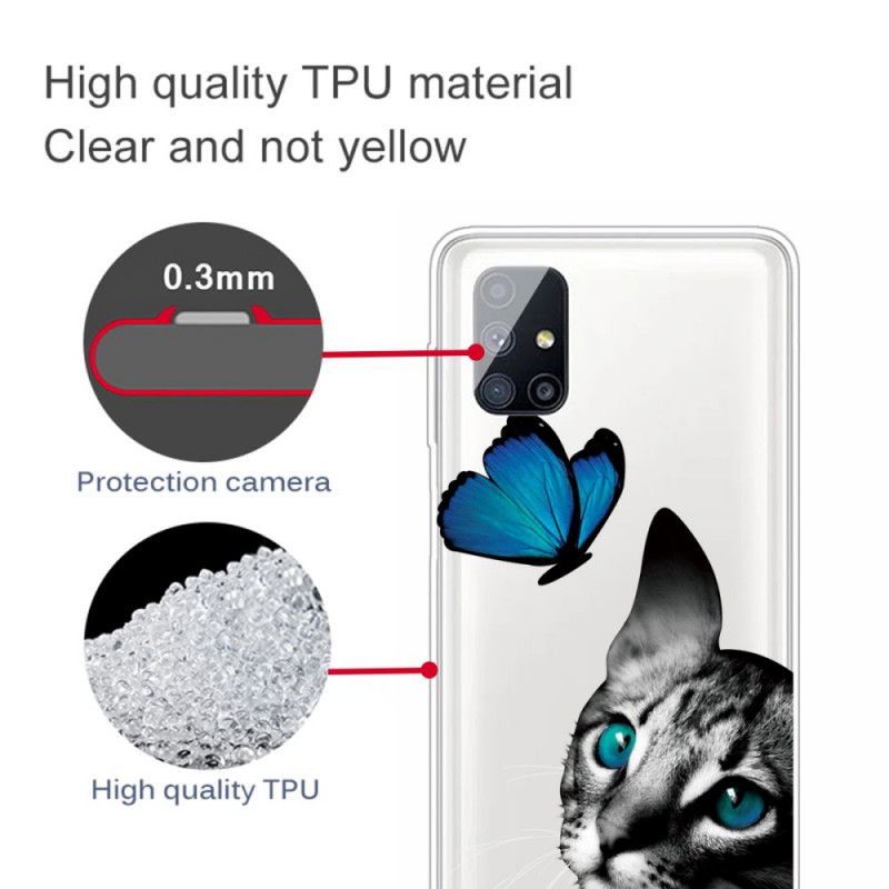 Cover Samsung Galaxy M51 cat Og Sommerfugl