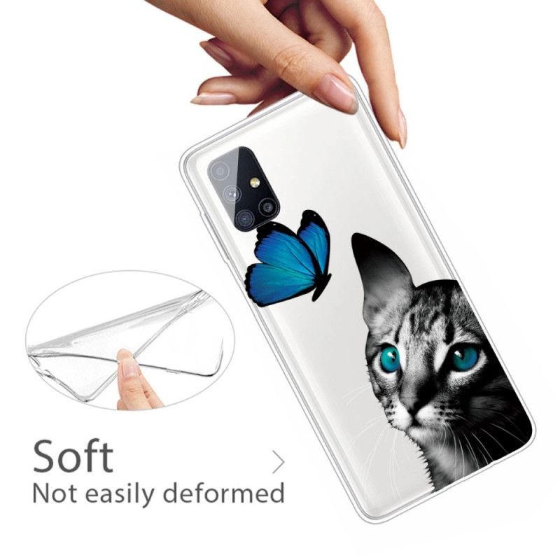 Cover Samsung Galaxy M51 cat Og Sommerfugl