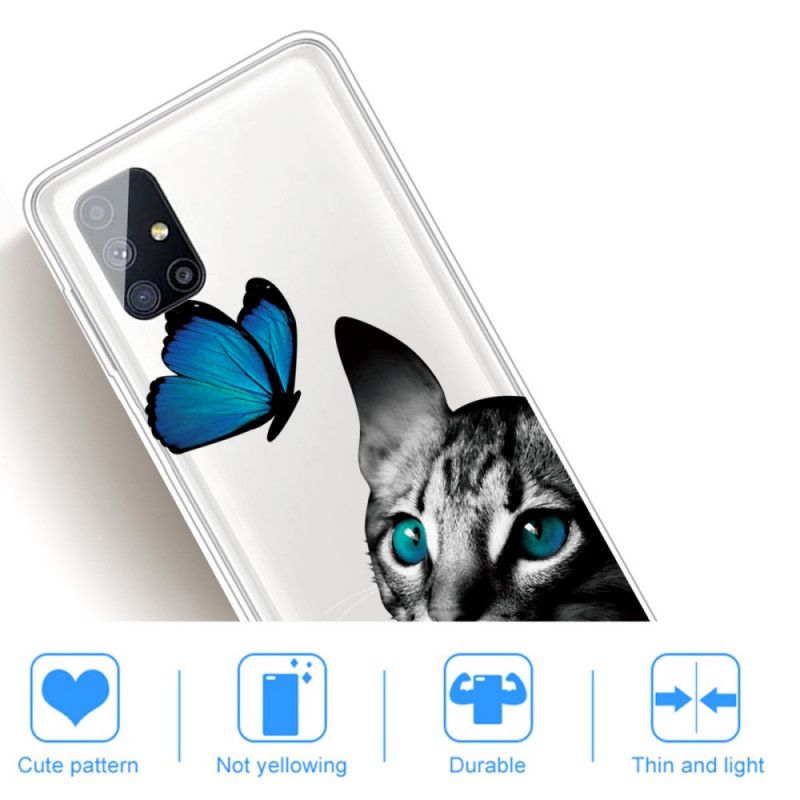 Cover Samsung Galaxy M51 cat Og Sommerfugl