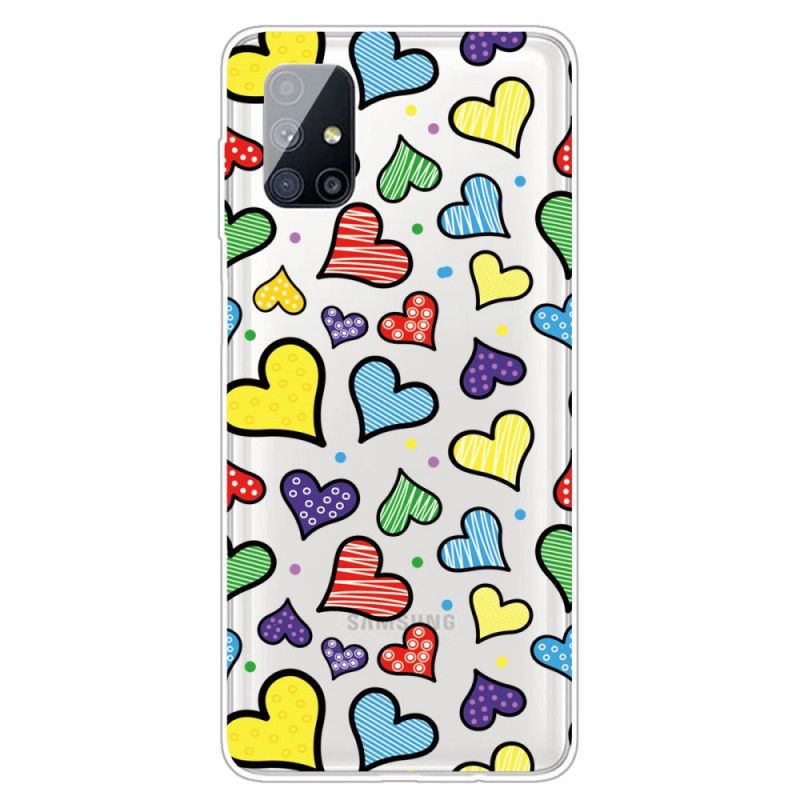 Cover Samsung Galaxy M51 Flerfarvede Hjerter