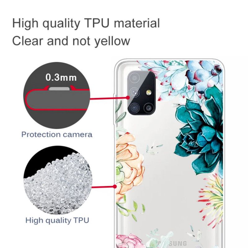 Cover Samsung Galaxy M51 Gennemsigtige Akvarelblomster Beskyttelse