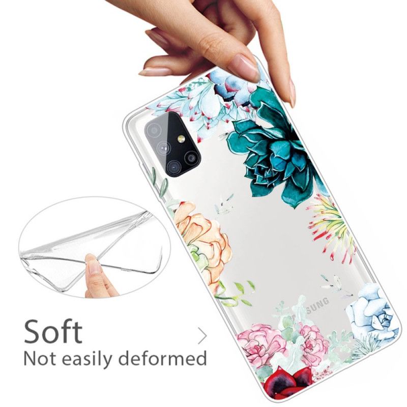 Cover Samsung Galaxy M51 Gennemsigtige Akvarelblomster Beskyttelse