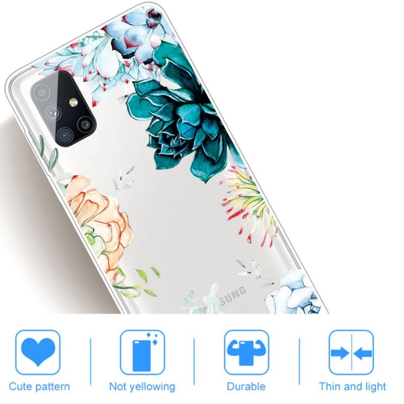 Cover Samsung Galaxy M51 Gennemsigtige Akvarelblomster Beskyttelse