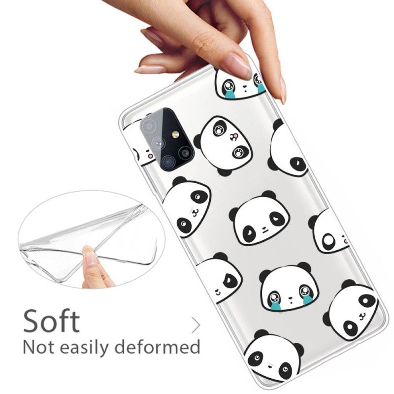 Cover Samsung Galaxy M51 Gennemsigtige Sentimentale Pandaer Beskyttelse