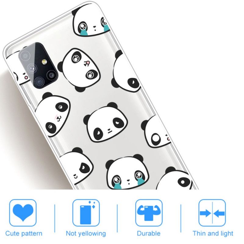 Cover Samsung Galaxy M51 Gennemsigtige Sentimentale Pandaer Beskyttelse