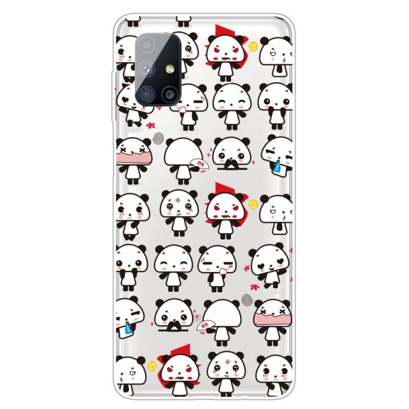 Cover Samsung Galaxy M51 Gennemsigtige Sjove Pandaer Beskyttelse