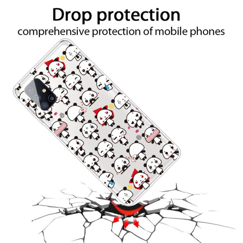 Cover Samsung Galaxy M51 Gennemsigtige Sjove Pandaer Beskyttelse