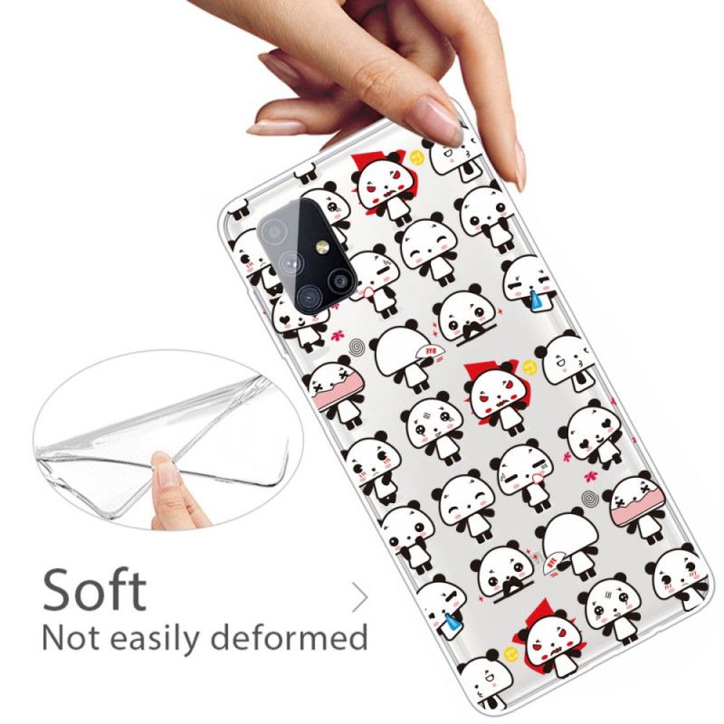 Cover Samsung Galaxy M51 Gennemsigtige Sjove Pandaer Beskyttelse