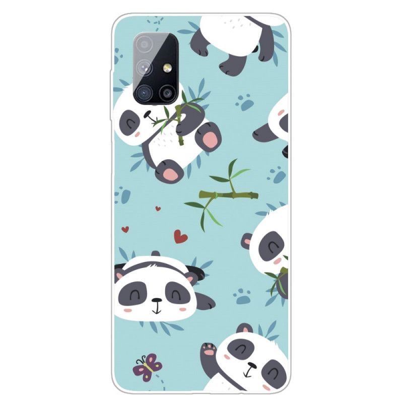 Cover Samsung Galaxy M51 Grøn Bunke Af Pandaer