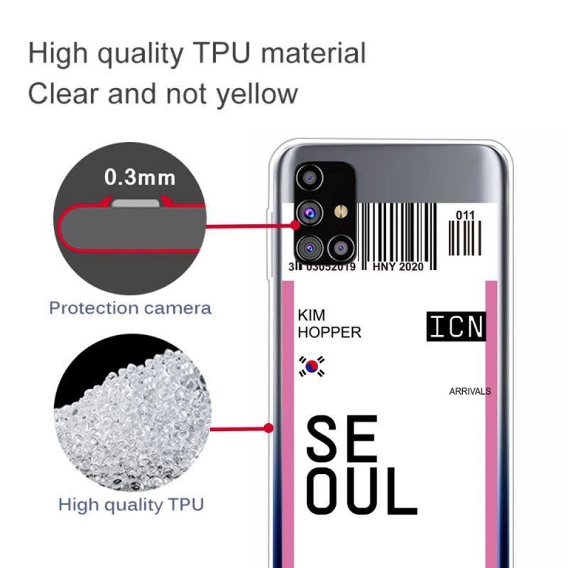 Cover Samsung Galaxy M51 Magenta Mobilcover Boardingkort Til Seoul