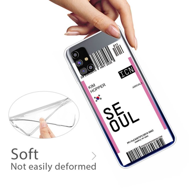 Cover Samsung Galaxy M51 Magenta Mobilcover Boardingkort Til Seoul