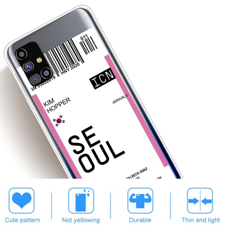 Cover Samsung Galaxy M51 Magenta Mobilcover Boardingkort Til Seoul