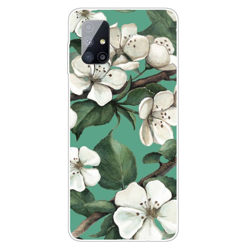 Cover Samsung Galaxy M51 Malede Hvide Blomster