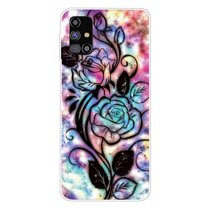 Cover Samsung Galaxy M51 Mobilcover Grafisk Blomst