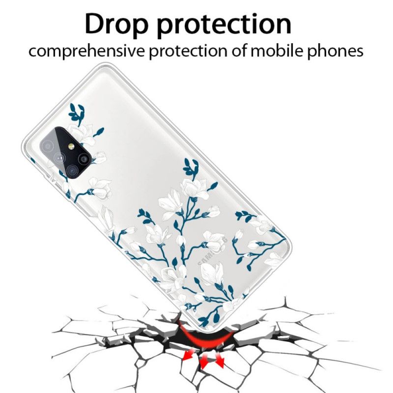 Cover Samsung Galaxy M51 Mobilcover Hvide Blomster