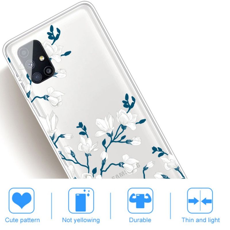 Cover Samsung Galaxy M51 Mobilcover Hvide Blomster