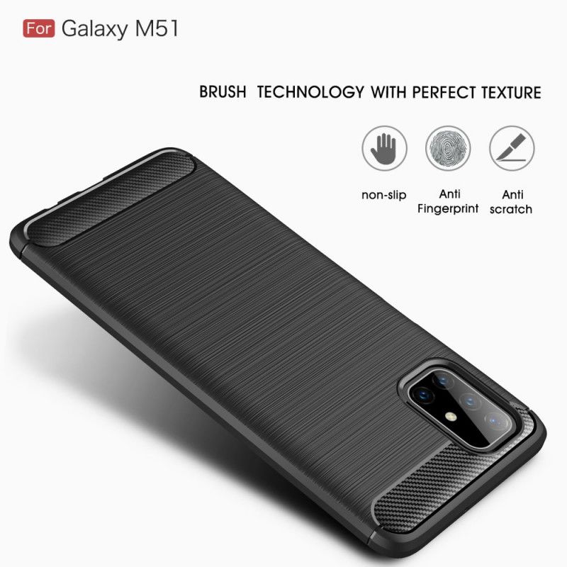 Cover Samsung Galaxy M51 Sort Børstet Kulfiber Original