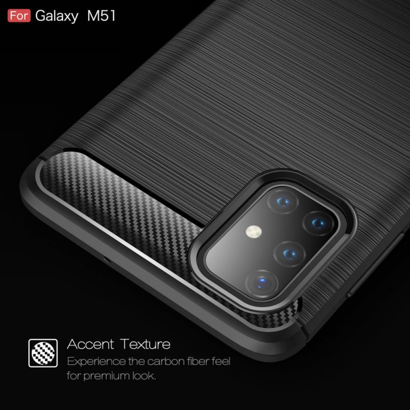 Cover Samsung Galaxy M51 Sort Børstet Kulfiber Original