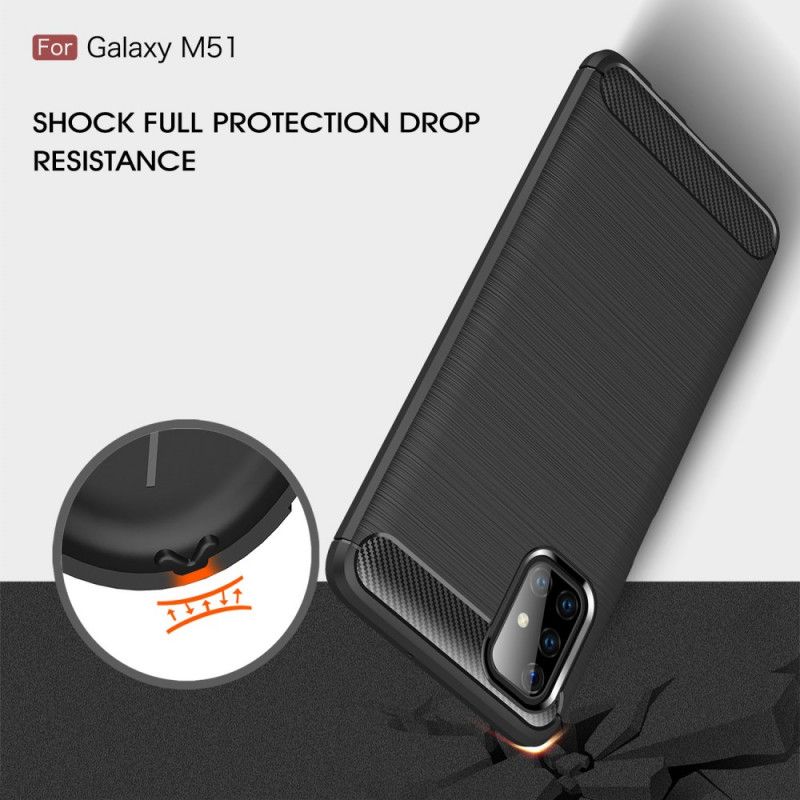 Cover Samsung Galaxy M51 Sort Børstet Kulfiber Original