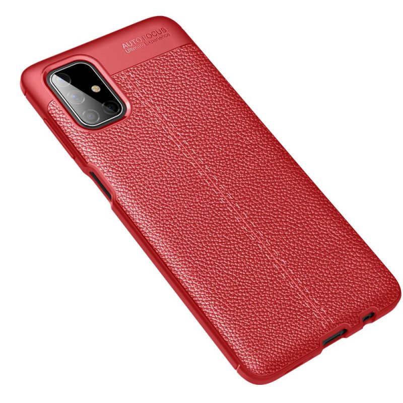 Cover Samsung Galaxy M51 Sort Dobbeltlinjeret Lychee-Lædereffekt