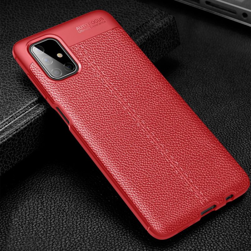 Cover Samsung Galaxy M51 Sort Dobbeltlinjeret Lychee-Lædereffekt