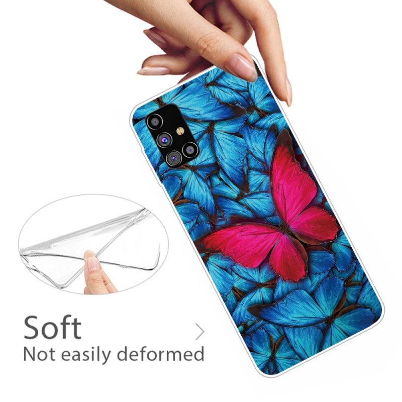 Cover Samsung Galaxy M51 Sort Fleksible Sommerfugle