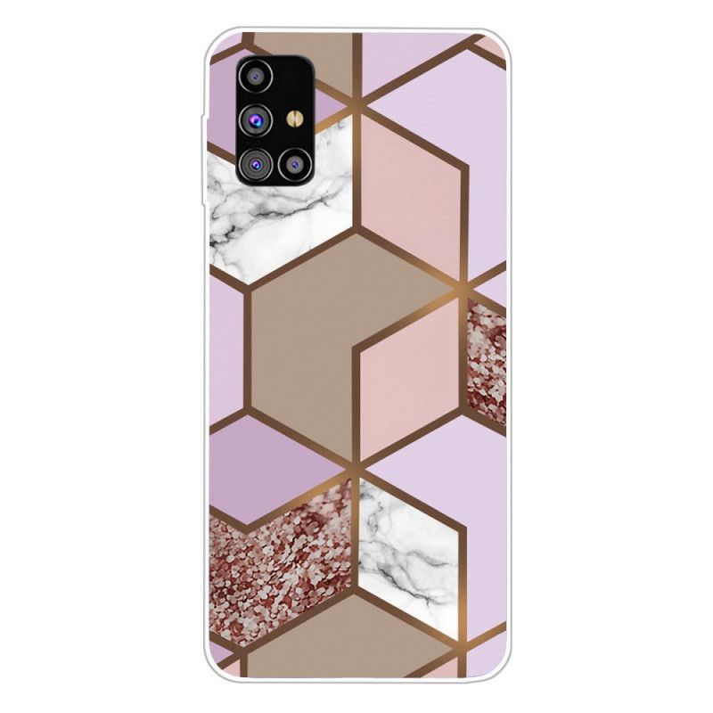 Cover Samsung Galaxy M51 Sort Geometrisk Marmor Original