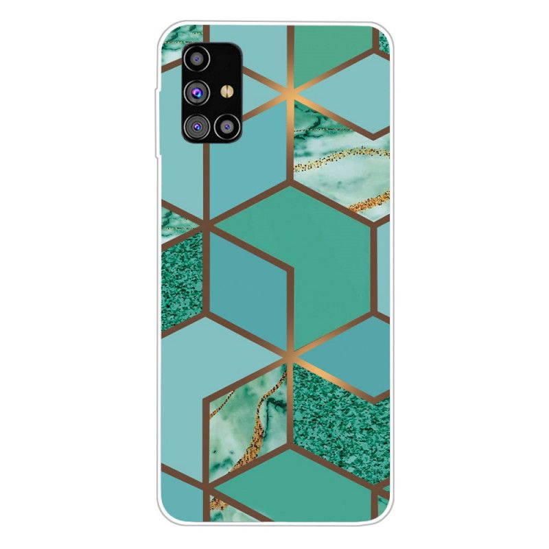 Cover Samsung Galaxy M51 Sort Geometrisk Marmor Original