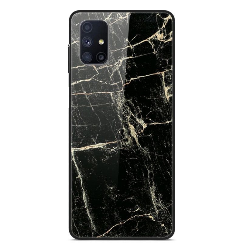 Cover Samsung Galaxy M51 Sort Højeste Marmor Hærdet Glas