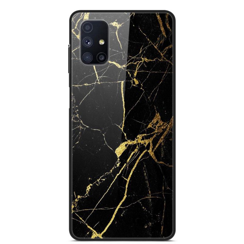 Cover Samsung Galaxy M51 Sort Højeste Marmor Hærdet Glas