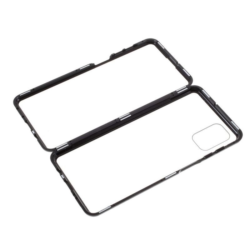 Cover Samsung Galaxy M51 Sort Metalkanter Og Hærdet Glas Original