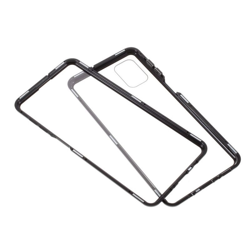 Cover Samsung Galaxy M51 Sort Metalkanter Og Hærdet Glas Original