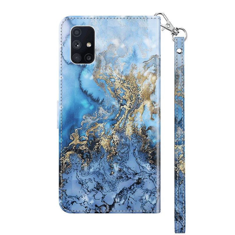 Flip Cover Læder for Samsung Galaxy M51 Designer Marmor Lysplet Med Rem