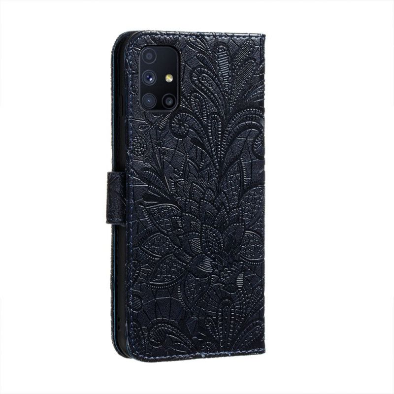 Flip Cover Læder for Samsung Galaxy M51 Grå Tribal Thong Blomster