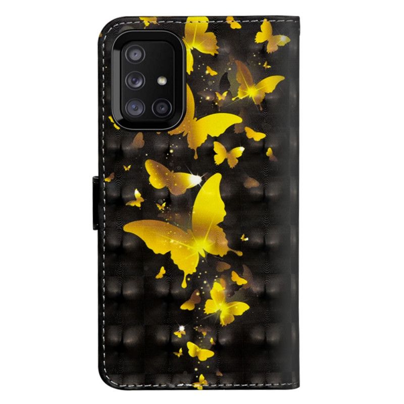 Flip Cover Læder for Samsung Galaxy M51 Gule Sommerfugle