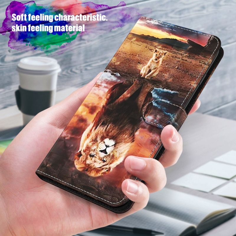 Flip Cover Læder for Samsung Galaxy M51 Lys Plet Løve Med Rem