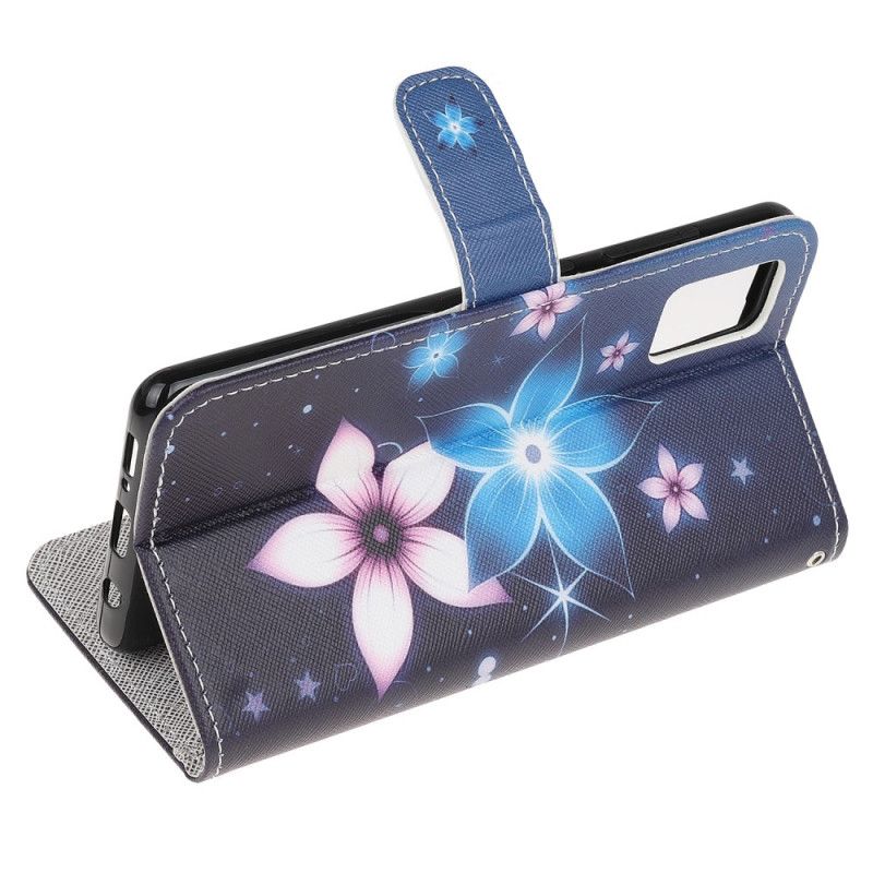 Flip Cover Læder for Samsung Galaxy M51 Måneblomster Med Rem