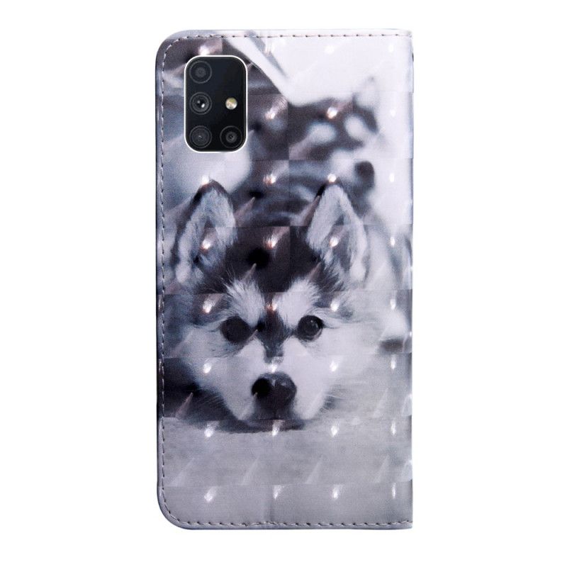 Flip Cover Læder for Samsung Galaxy M51 Sort Og Hvid Hund