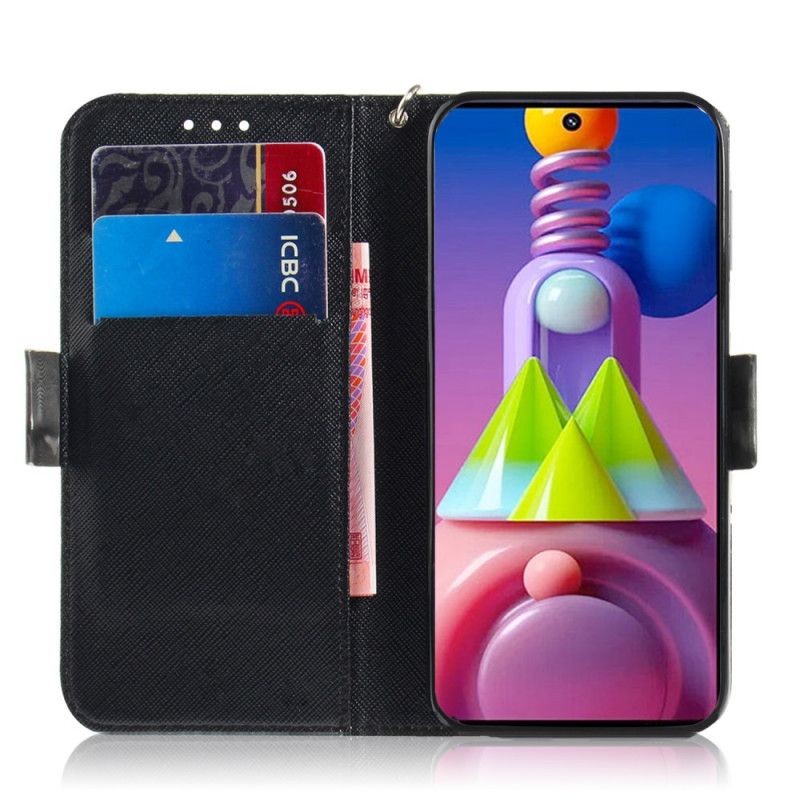 Flip Cover Læder for Samsung Galaxy M51 Vred Panda Med Rem