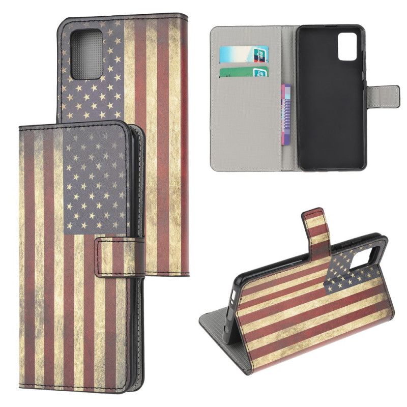 Flip Cover Læder Samsung Galaxy M51 Amerikansk Flag Original