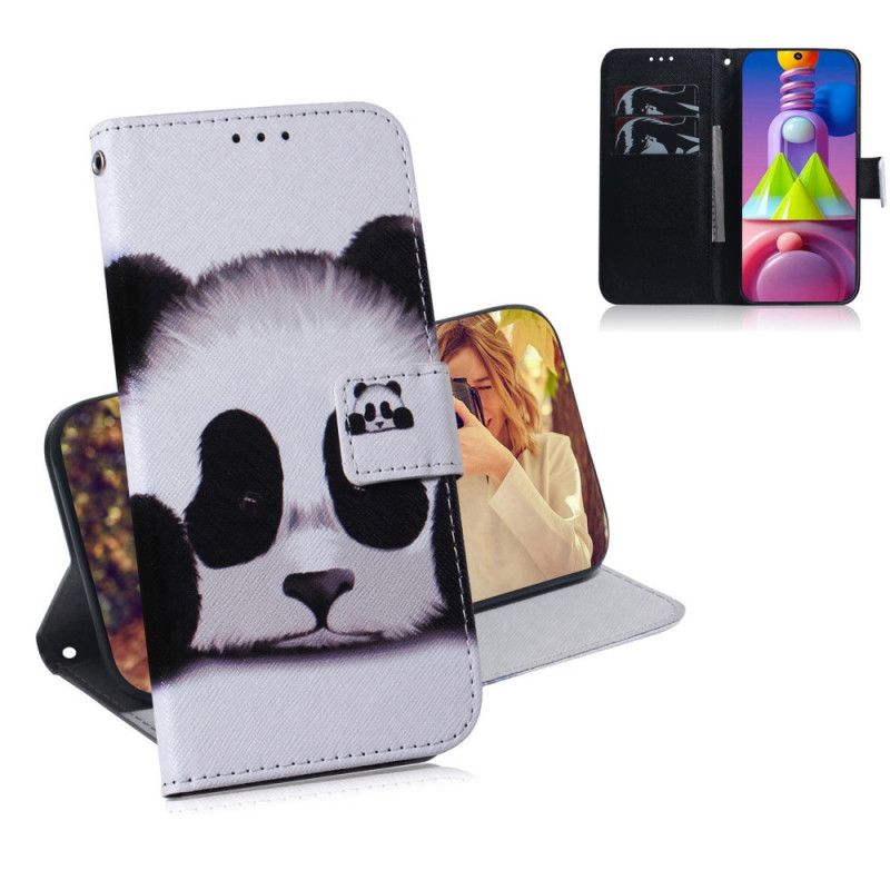 Flip Cover Læder Samsung Galaxy M51 Panda Ansigt Original