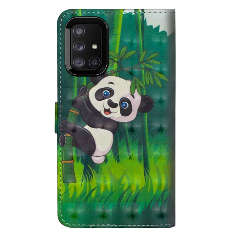 Flip Cover Læder Samsung Galaxy M51 Panda Og Bambus Original