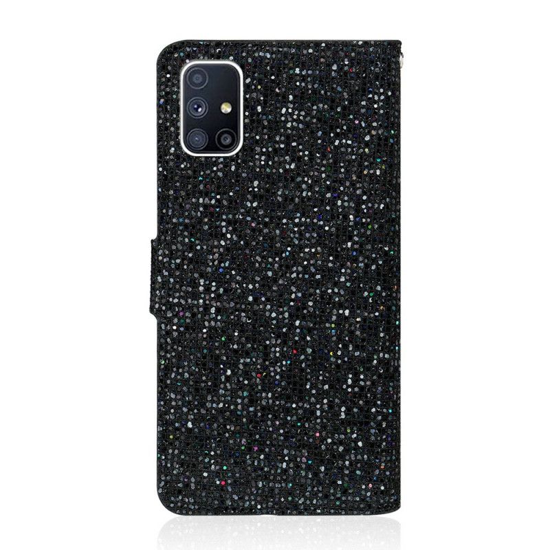 Flip Cover Læder Samsung Galaxy M51 Sort Glitter Design