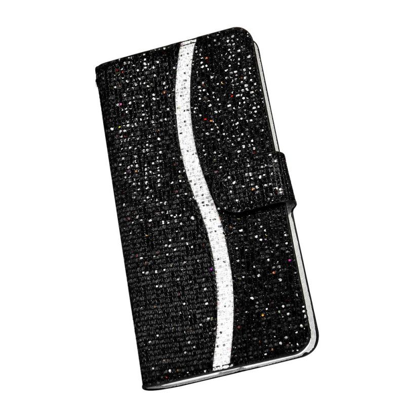 Flip Cover Læder Samsung Galaxy M51 Sort Glitter Design