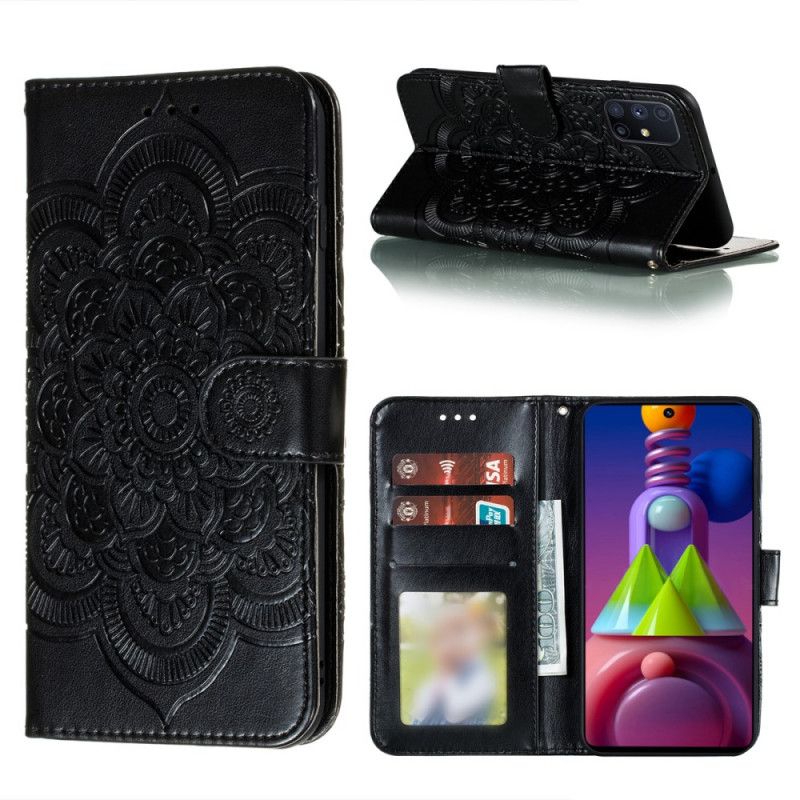 Flip Cover Læder Samsung Galaxy M51 Sort Hele Mandala Original