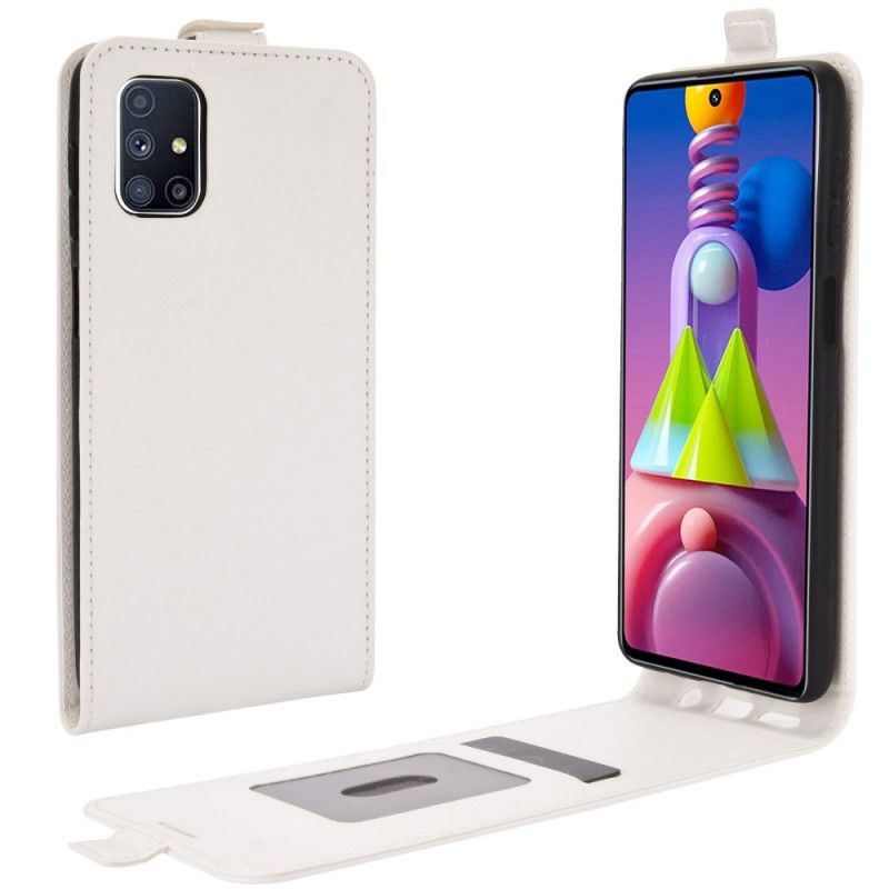 Flip Cover Læder Samsung Galaxy M51 Sort Lodret Lædereffektklap Original