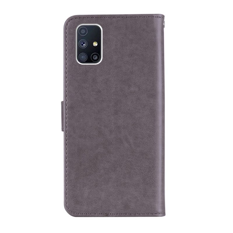 Flip Cover Samsung Galaxy M51 Grå Mobilcover Uglemandala Og Charme